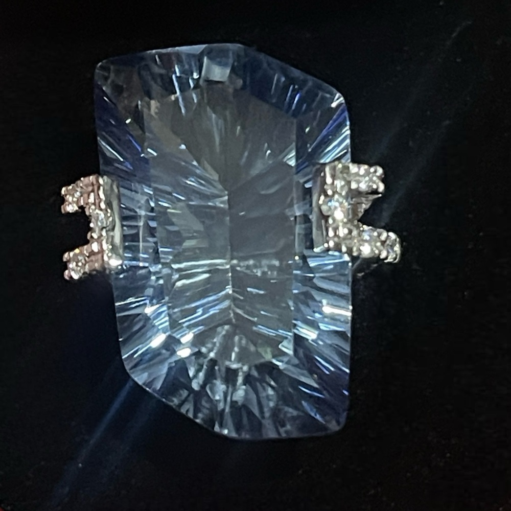 Huge Natural 21.20ct Iolite Blue Mystic Quartz Gemstone 925 Silver Ring size 7
